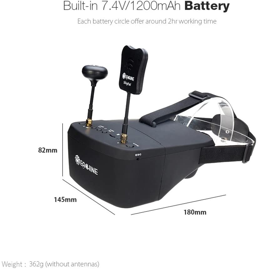 EACHINE EV800D FPV Goggles 5 Inch 800x480 Video Glasses Headset w/ HD DVR 5.8G 40CH Auto-Searching Diversity Receiver Build in Battery