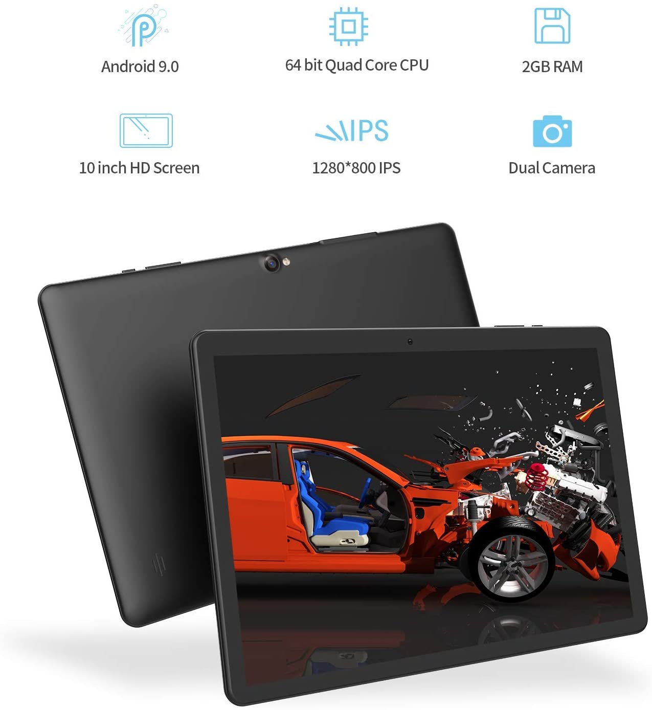 Vankyo MatrixPad Z4 10 inch Tablet, Android 9.0 Pie, 2 GB RAM, 32 GB Storage, 8MP Rear Camera, Quad-Core Processor, 10.1 inch IPS HD Display, Wi-Fi, Black