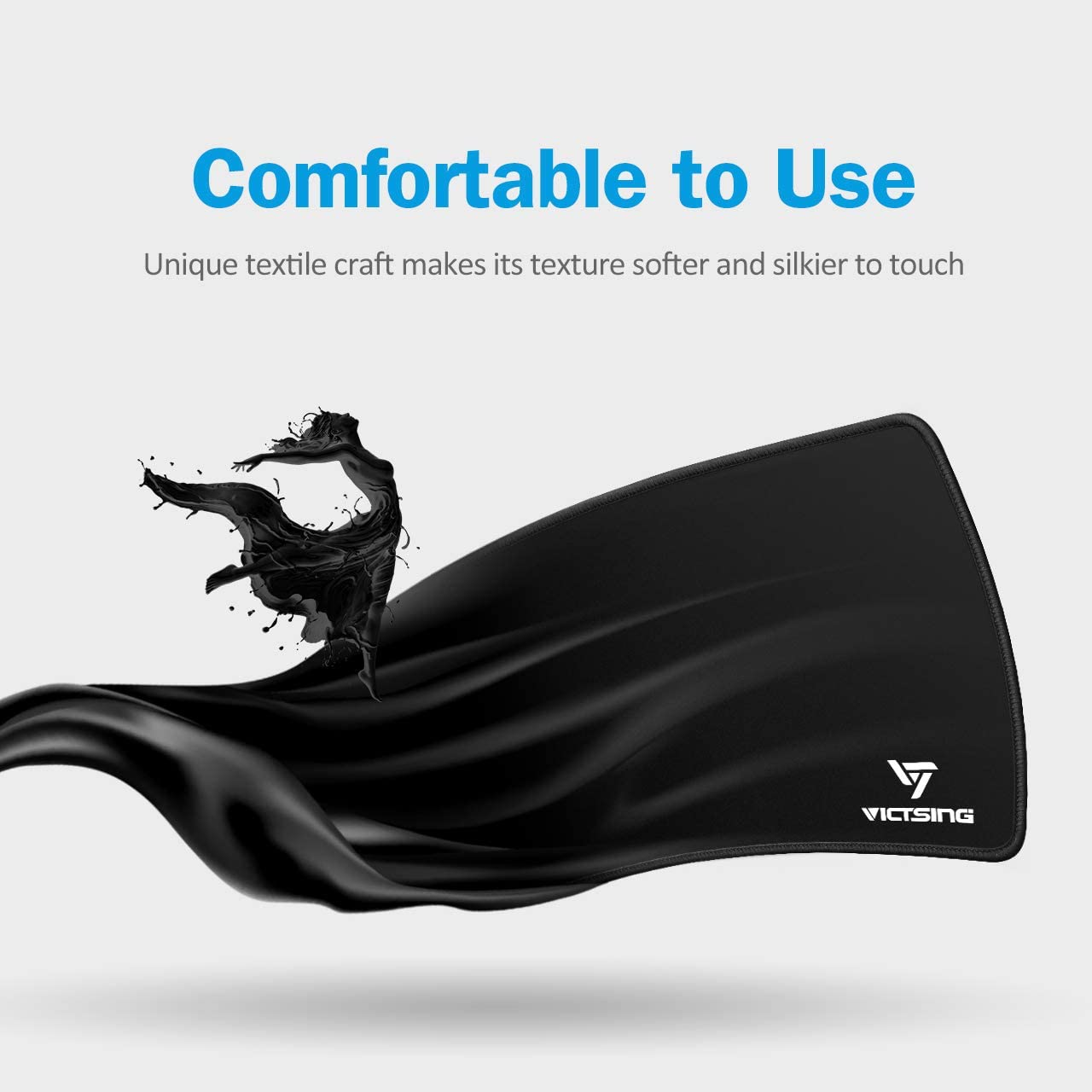 VicTsing Mouse Pad with Stitched Edge, Premium-Textured Mouse Mat, Non-Slip Rubber Base Mousepad for Laptop, Computer & PC, 10.2×8.3×0.08 inches, Black