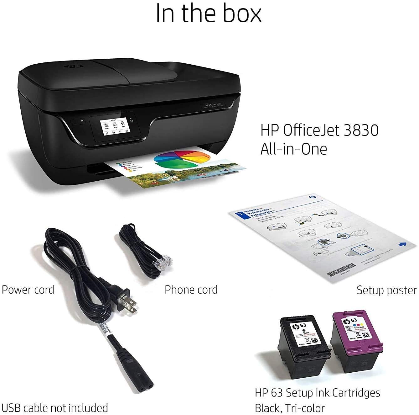 HP OfficeJet 3830 All-in-One Wireless Printer, HP Instant Ink, Works with Alexa (K7V40A)