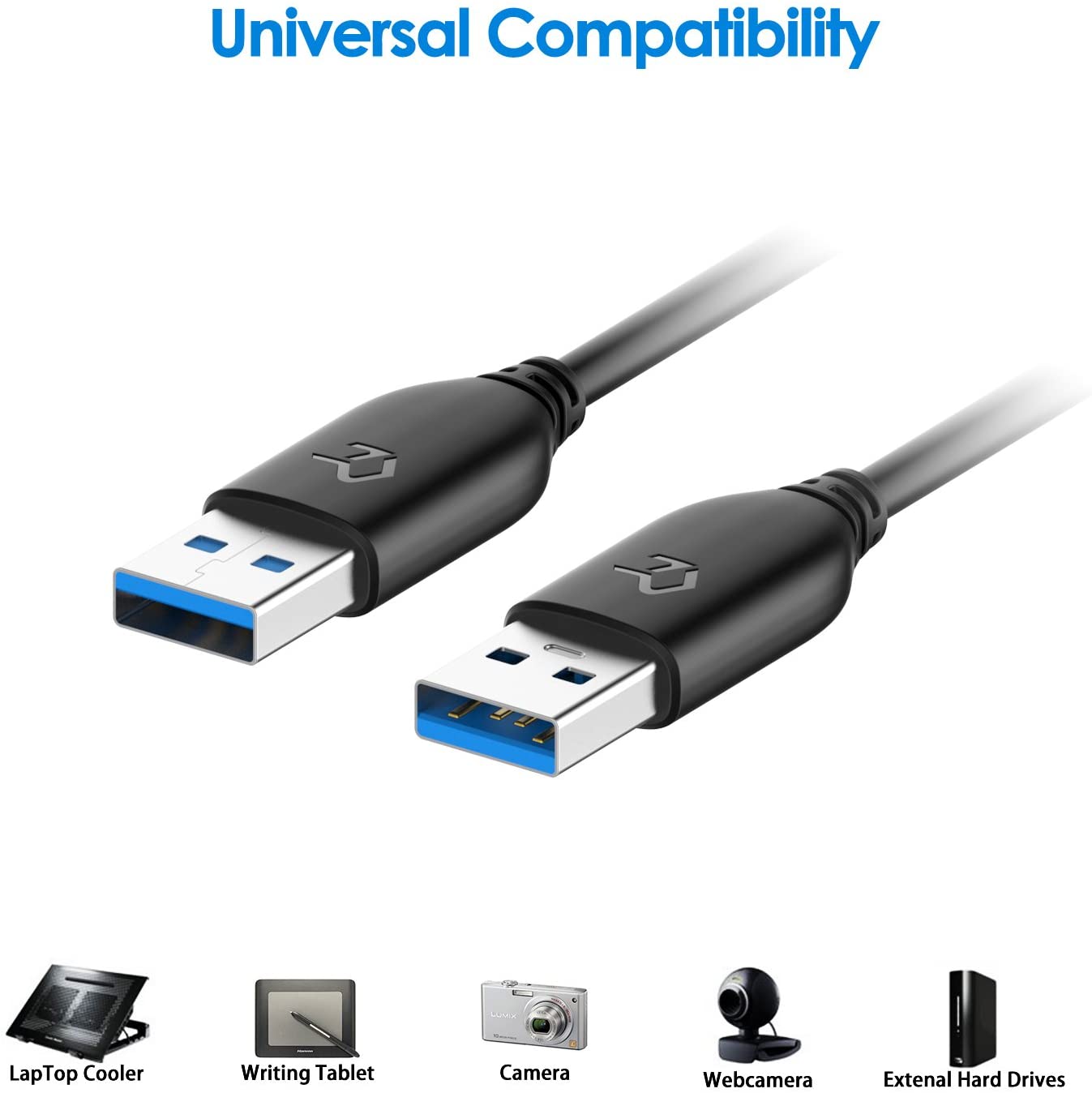 Rankie USB 3.0 Cable, Type A to Type A, 1-Pack 6 Feet