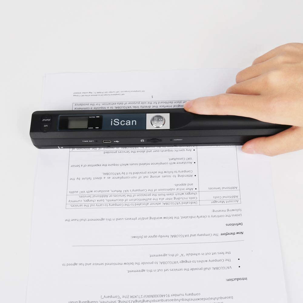 Portable Scanner iSCAN 900 DPI A4 Document Scanner Handheld for Business, Photo, Picture, Receipts, Books, JPG/PDF Format Selection, Micro SD Card Hand Scanner-B
