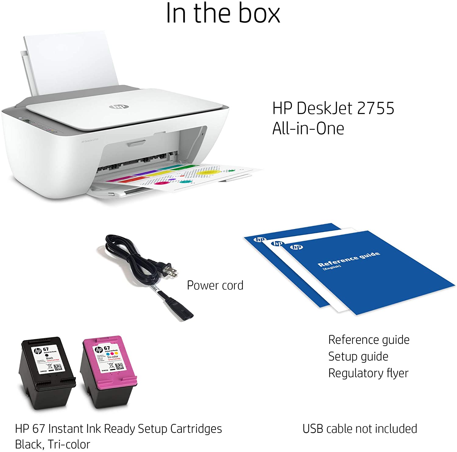 HP DeskJet 2755 Wireless All-in-One Printer, Mobile Print, Scan & Copy, HP Instant Ink Ready, Works with Alexa (3XV17A)