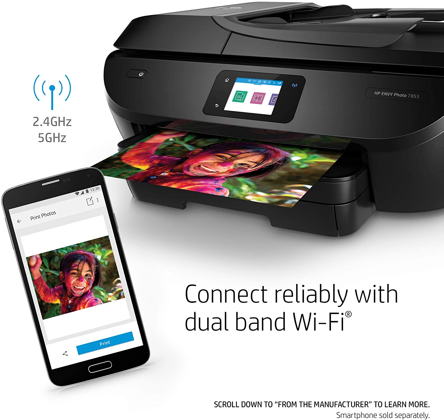 HP ENVY Photo 7855 All in One Photo Printer with Wireless Printing, HP Instant Ink or Amazon Dash replenishment ready (K7R96A)