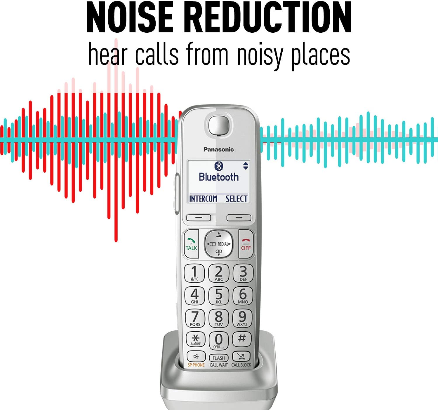 Panasonic Link2Cell Bluetooth Cordless DECT 6.0 Expandable Phone System with Answering Machine and Enhanced Noise Reduction - 5 Handsets - KX-TGE475S (Silver)