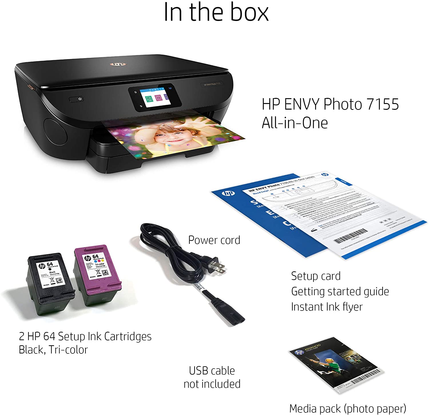 HP Envy Photo 7155 All in One Photo Printer with Wireless Printing, HP Instant Ink or Amazon Dash Replenishment Ready (K7G93A)