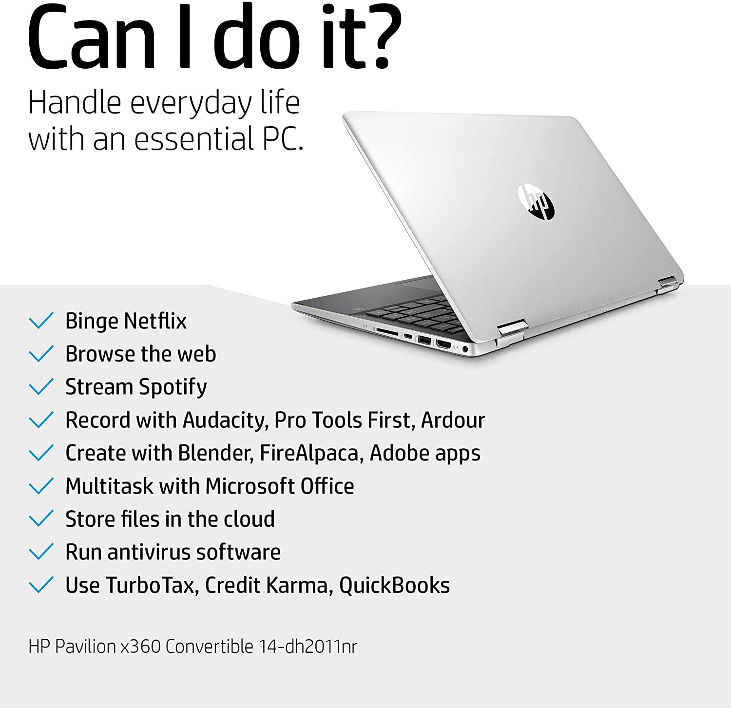 HP Pavilion x360 14-inch 2-in-1 Convertible Laptop, Intel Core i5, 8 GB RAM, 512 GB SSD Storage, Intel UHD Graphics, Windows 10 Home, Amazon Alexa Voice Compatible (14-dh2011nr, Natural Silver)