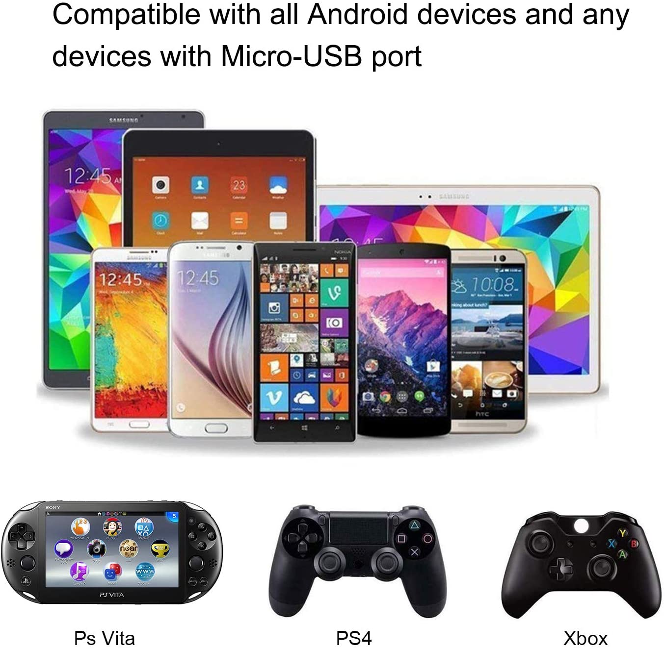 Micro USB Cable 10ft 3Pack by Ailun High Speed 2.0 USB A Male to Micro USB Sync Charging Nylon Braided Cable for Android Phone Charger Cable Tablets Wall and Car Charger Connection Silver&Blackwhite