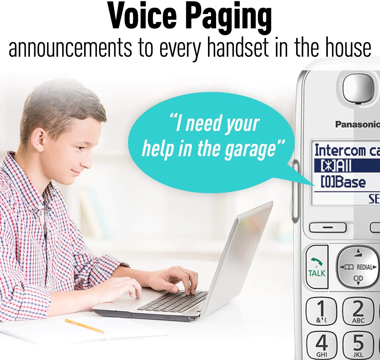 Panasonic Link2Cell Bluetooth Cordless DECT 6.0 Expandable Phone System with Answering Machine and Enhanced Noise Reduction - 5 Handsets - KX-TGE475S (Silver)