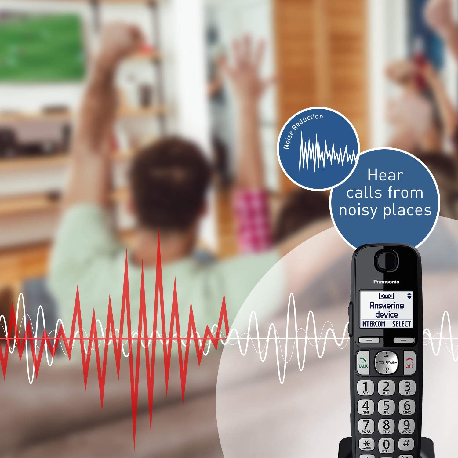 Panasonic DECT 6.0 Expandable Cordless Phone System with Answering Machine and Call Blocking - 3 Handsets - KX-TGE433B (Black)