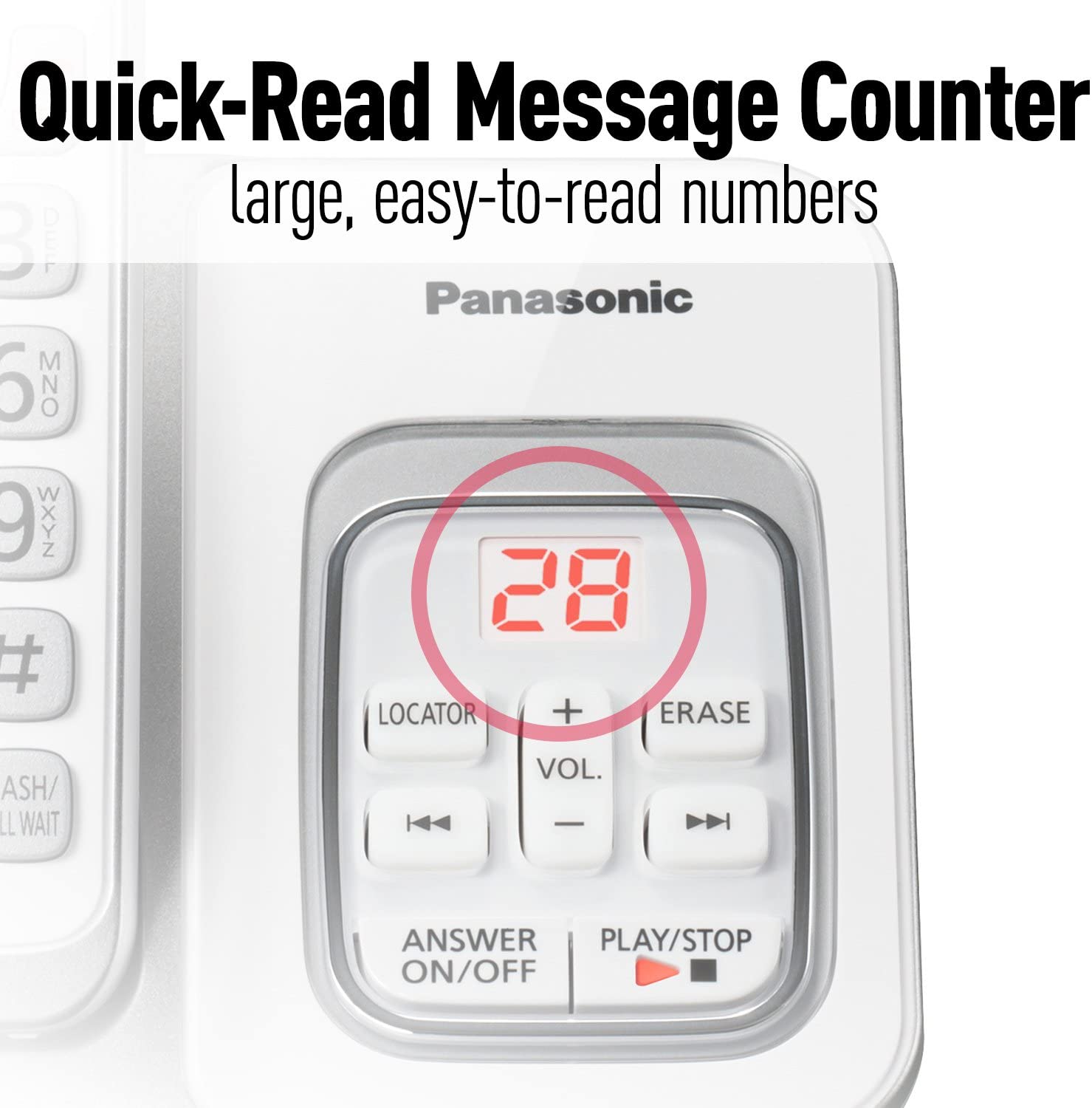 Panasonic DECT 6.0 Expandable Cordless Phone with Answering Machine and Smart Call Block - 2 Cordless Handsets - KX-TGD532W (White)