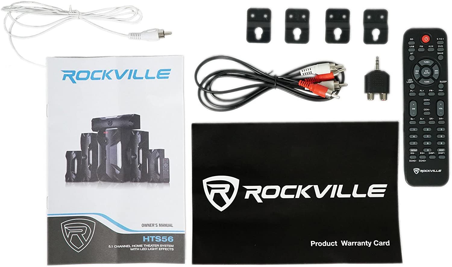 Rockville HTS56 1000w 5.1 Channel Home Theater System/Bluetooth/USB+8
