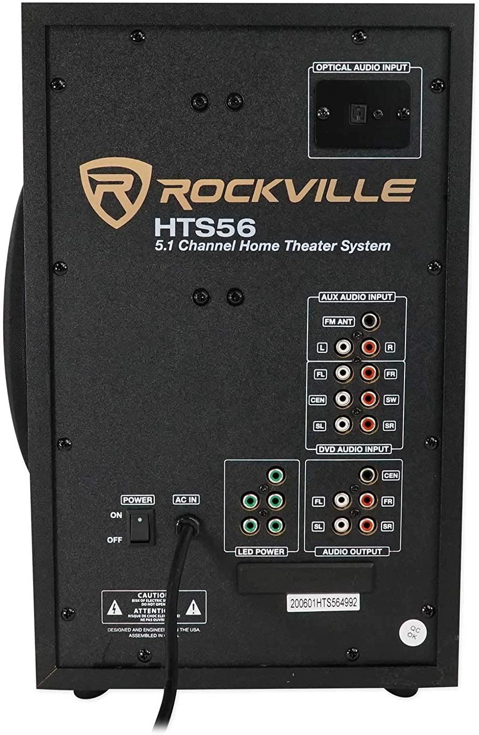 Rockville HTS56 1000w 5.1 Channel Home Theater System/Bluetooth/USB+8
