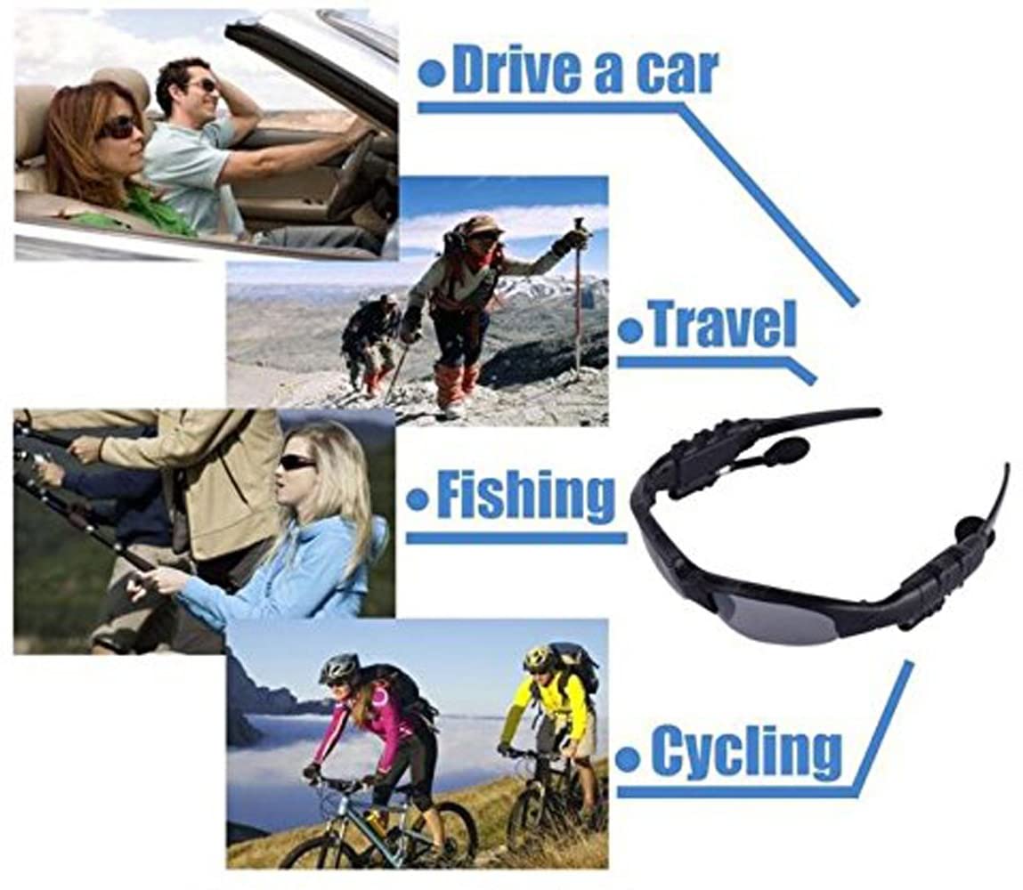 Leaden Wireless Bluetooth MP3 Sunglasses Polarized Lenses Music Sunglasses V4.1 Stereo Handfree Headphone for iPhone Samsung Most Smartphone or PC (Black)