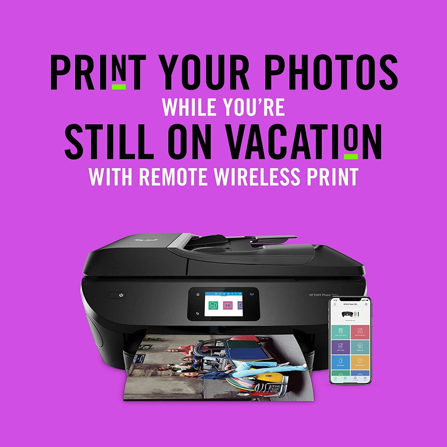 HP ENVY Photo 7855 All in One Photo Printer with Wireless Printing, HP Instant Ink or Amazon Dash replenishment ready (K7R96A)