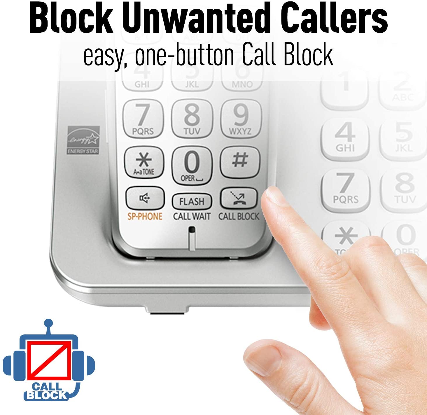 Panasonic Link2Cell Bluetooth Cordless DECT 6.0 Expandable Phone System with Answering Machine and Enhanced Noise Reduction - 5 Handsets - KX-TGE475S (Silver)