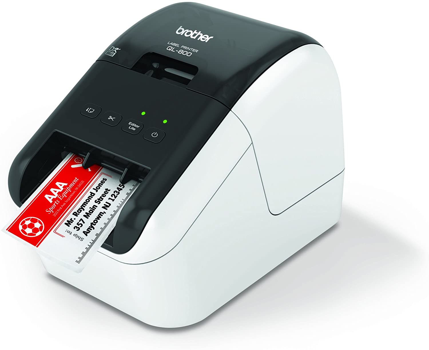 Brother QL-800 High-Speed Professional Label Printer, Lightning Quick Printing, Plug & Label Feature, Brother Genuine DK Pre-Sized Labels, Multi-System Compatible – Black & Red Printing Available