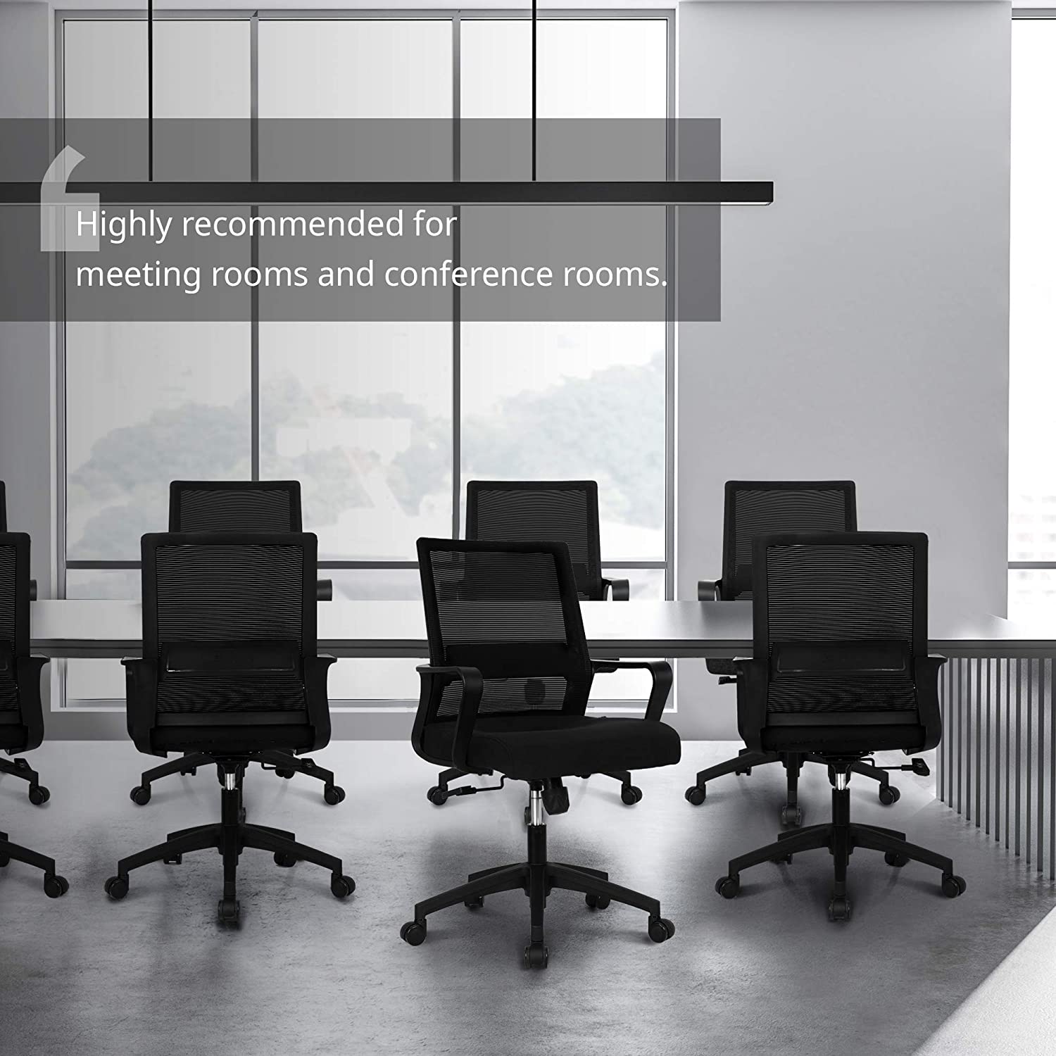 NEO CHAIR Office Chair Ergonomic Desk Chair Mesh Computer Chair Lumbar Support Modern Executive Adjustable Rolling Swivel Chair Comfortable Mid Black Task Home Office Chair, Black-Fabric