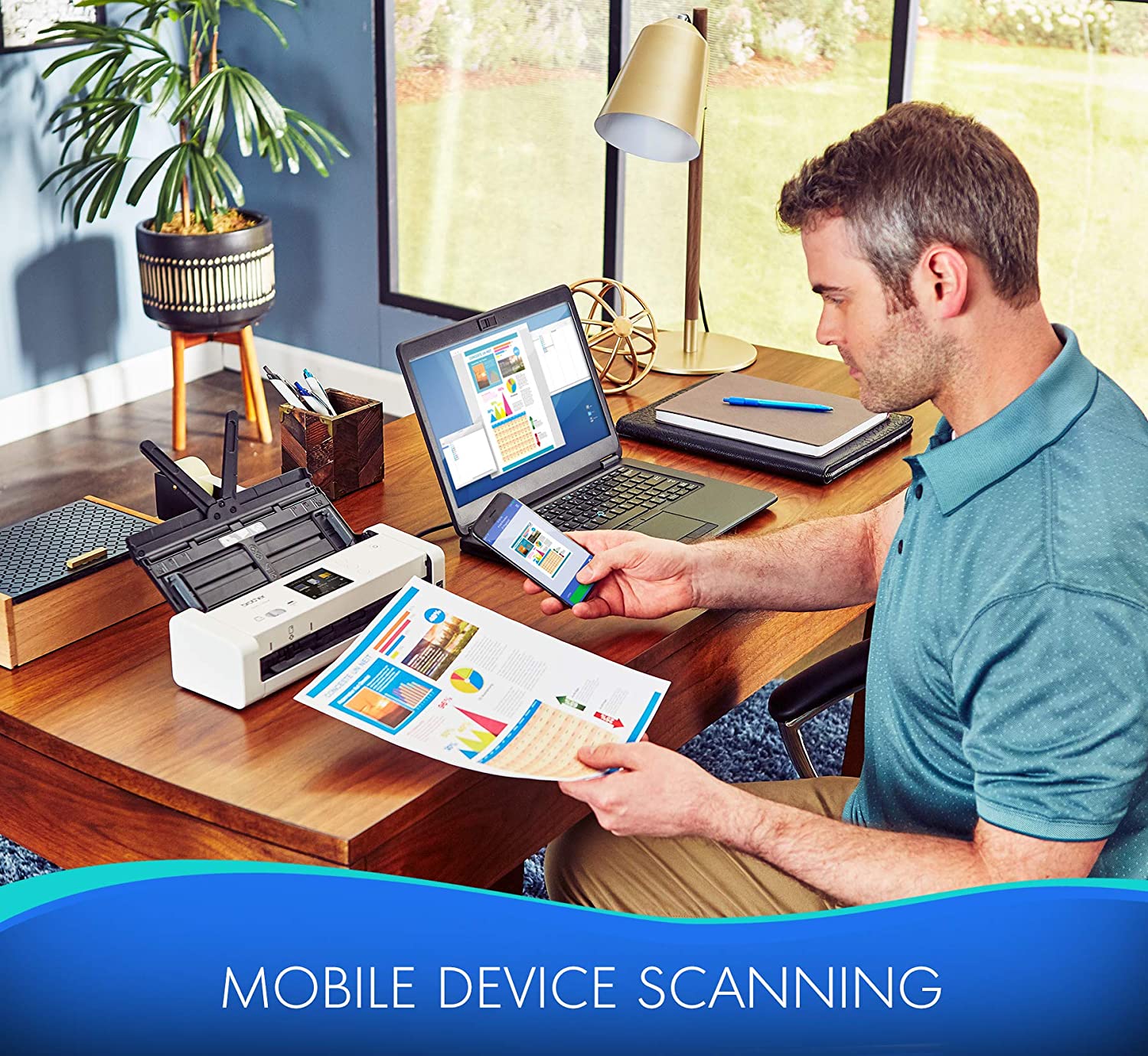 Brother Wireless Document Scanner, ADS-1700W, Fast Scan Speeds, Easy-to-Use, Ideal for Home, Home Office or On-the-Go Professionals (ADS1700W), white