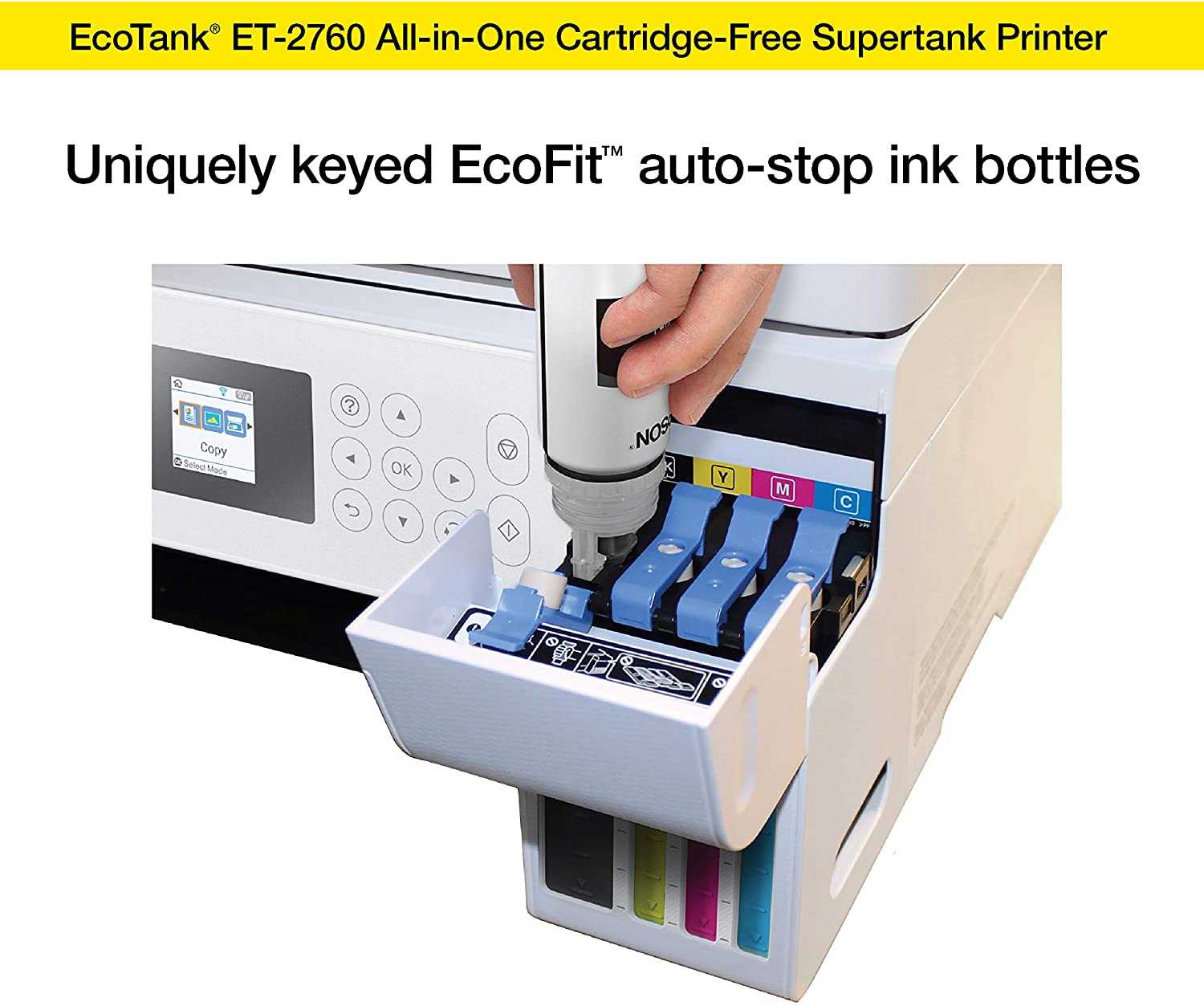 Epson EcoTank ET-2760 Wireless Color All-in-One Cartridge-Free Supertank Printer with Scanner and Copier
