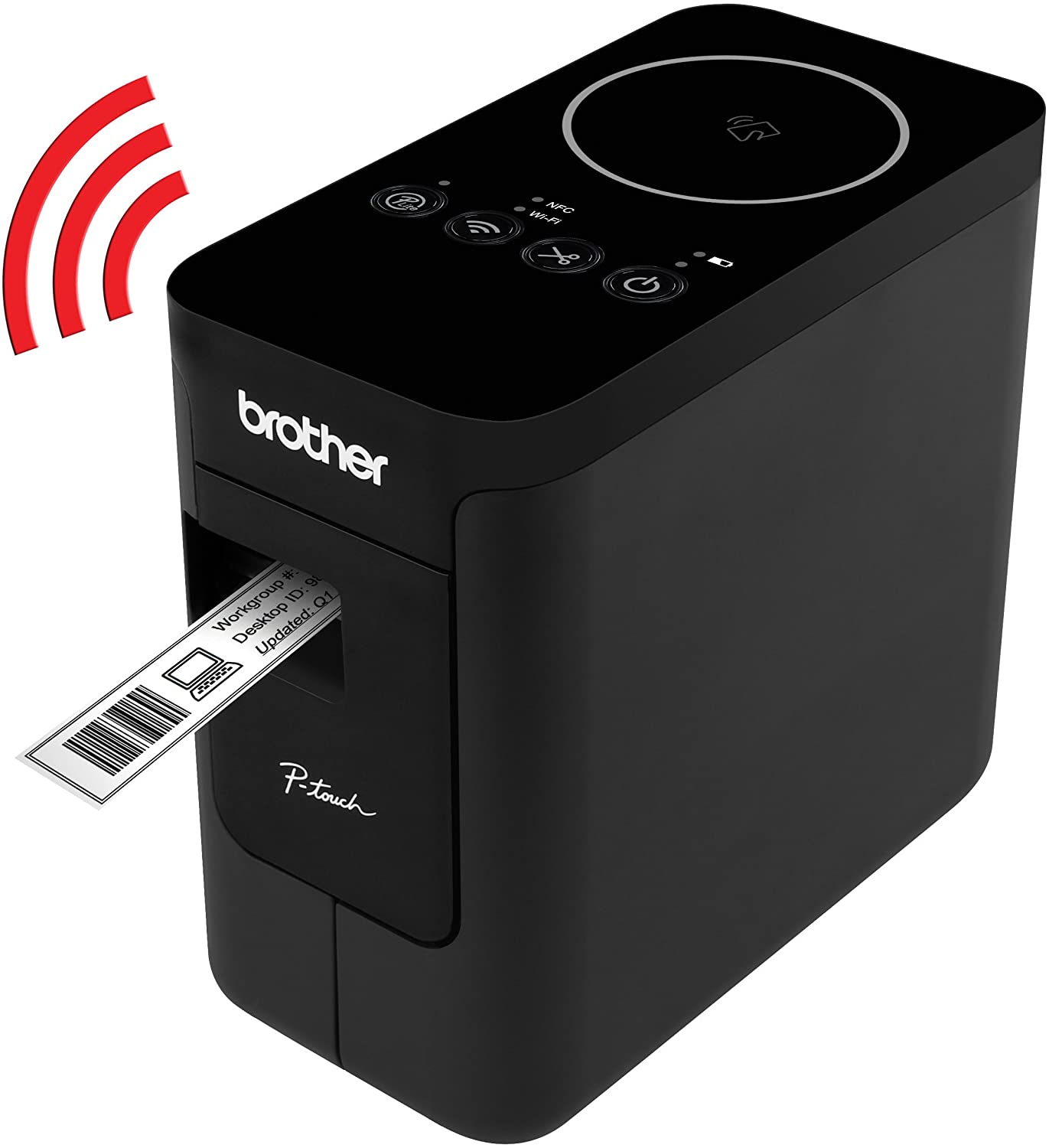 Brother P-touch, PTP750W, Wireless Label Maker, NFC Connectivity, USB Interface, Mobile Device Printing, Black