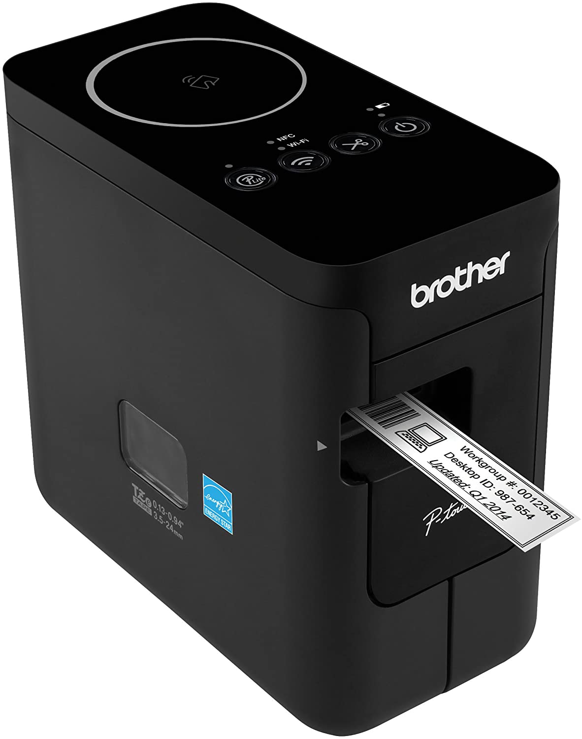 Brother P-touch, PTP750W, Wireless Label Maker, NFC Connectivity, USB Interface, Mobile Device Printing, Black