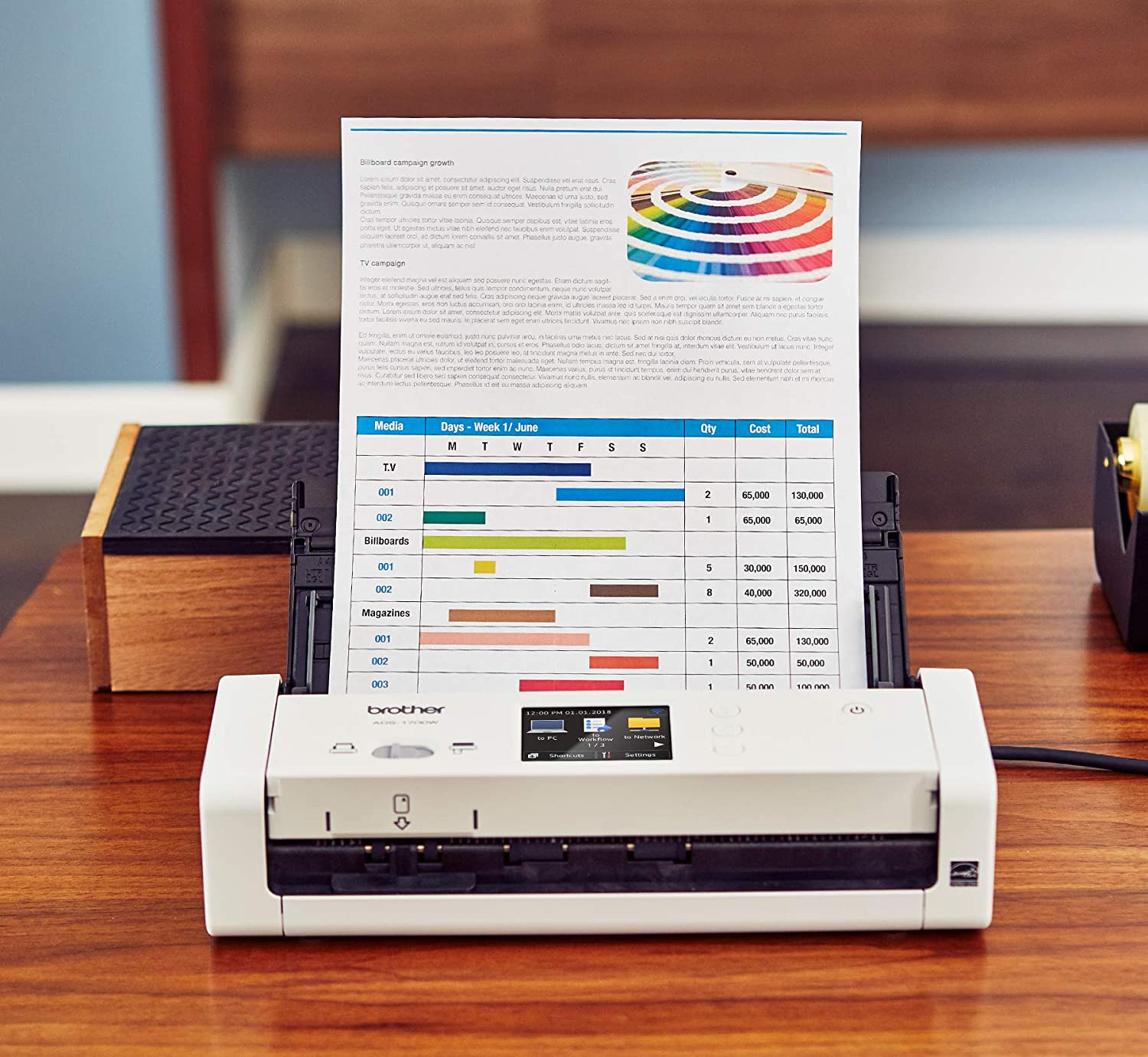 Brother Wireless Document Scanner, ADS-1700W, Fast Scan Speeds, Easy-to-Use, Ideal for Home, Home Office or On-the-Go Professionals (ADS1700W), white