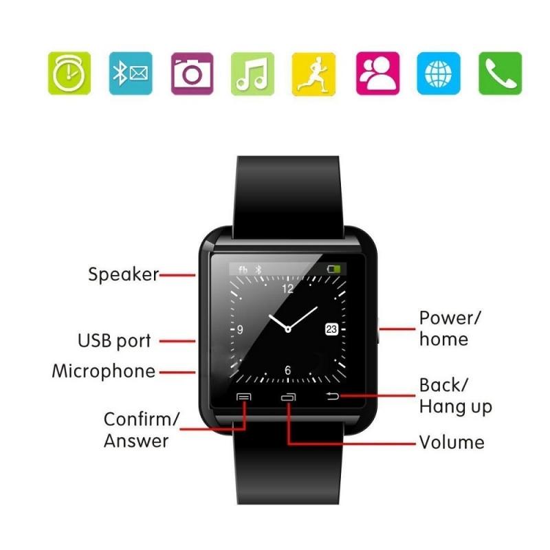 U8 Bluetooth Touch Screen Smart Wrist Watch for Android IOS Samsung iPhone other Phones - Black