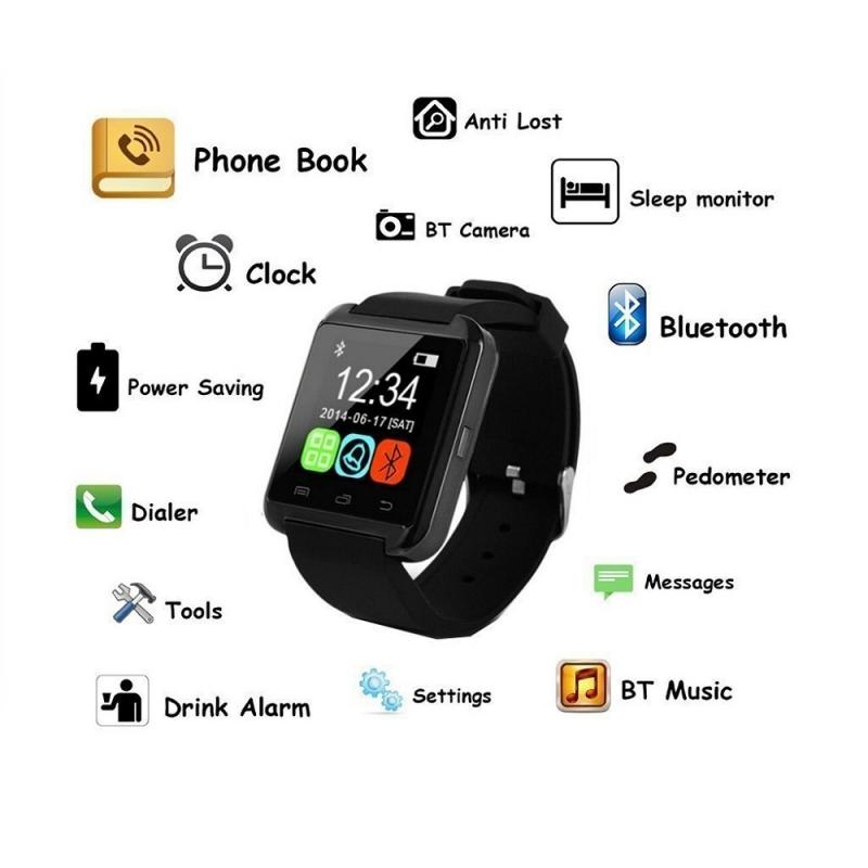 U8 Bluetooth Touch Screen Smart Wrist Watch for Android IOS Samsung iPhone other Phones - Black