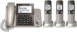 PANASONIC Corded / Cordless Phone System with Answering Machine and One Touch Call Blocking – 2 Handsets - KX-TGF352N (Champagne Gold)