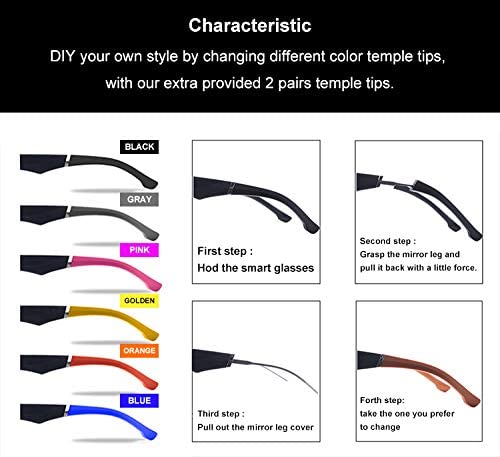 KENTKING Bluetooth Wireless Audio Sunglasses Open Ear Headset Listen Music & Hand-Free Calling with UV400 Polarized Lenses Unisex Compatible for All Smart Phones (Black Frame/Gold)