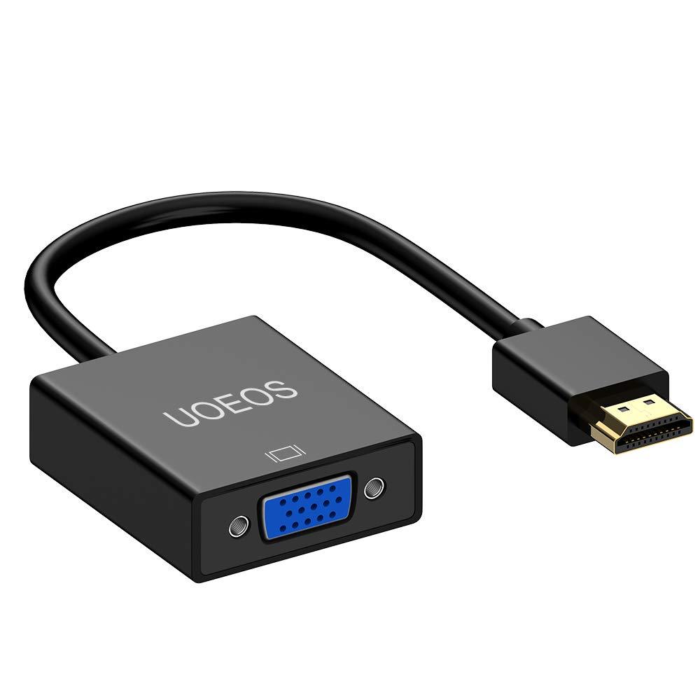 UOEOS HDMI to VGA, Gold-Plated HDMI to VGA Adapter Cable(Male to Female) with Computer, Desktop, PC, Monitor, Projector, HDTV, Chromebook, Raspberry Pi, Roku, Xbox and More(Black), VGA HDMI