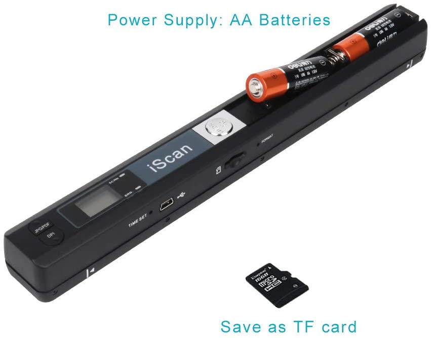 Portable Scanner iSCAN 900 DPI A4 Document Scanner Handheld for Business, Photo, Picture, Receipts, Books, JPG/PDF Format Selection, Micro SD Card Hand Scanner-B