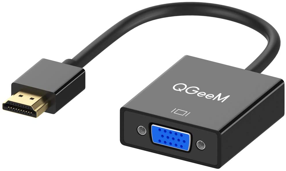 HDMI to VGA,QGeeM Gold-Plated HDMI to VGA Adapter (Male to Female) Compatible with Computer,Desktop,Laptop,PC,Monitor,Projector,HDTV, Chromebook,Raspberry Pi,Roku,Xbox and More(Black)