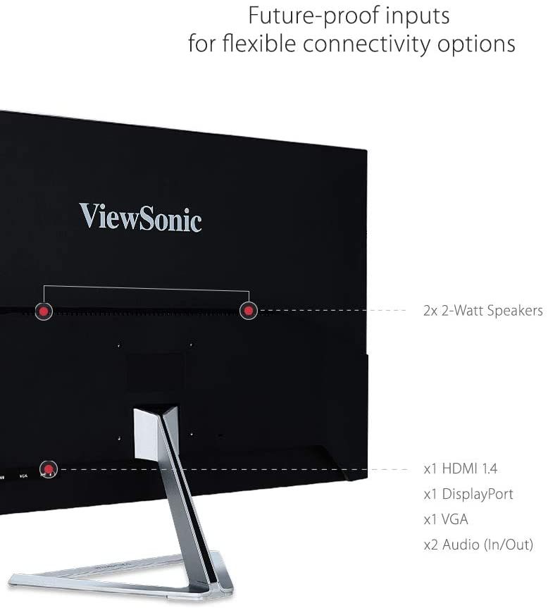 ViewSonic VX3276-MHD 32 Inch 1080p Frameless Widescreen IPS Monitor with Screen Split Capability HDMI and DisplayPort