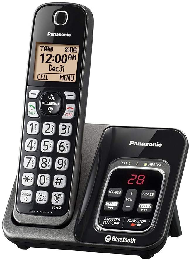 Panasonic KX-TG833SK Bluetooth Link2Cell Cordless Phone with Voice Assist and Answering Machine = 3 Handsets