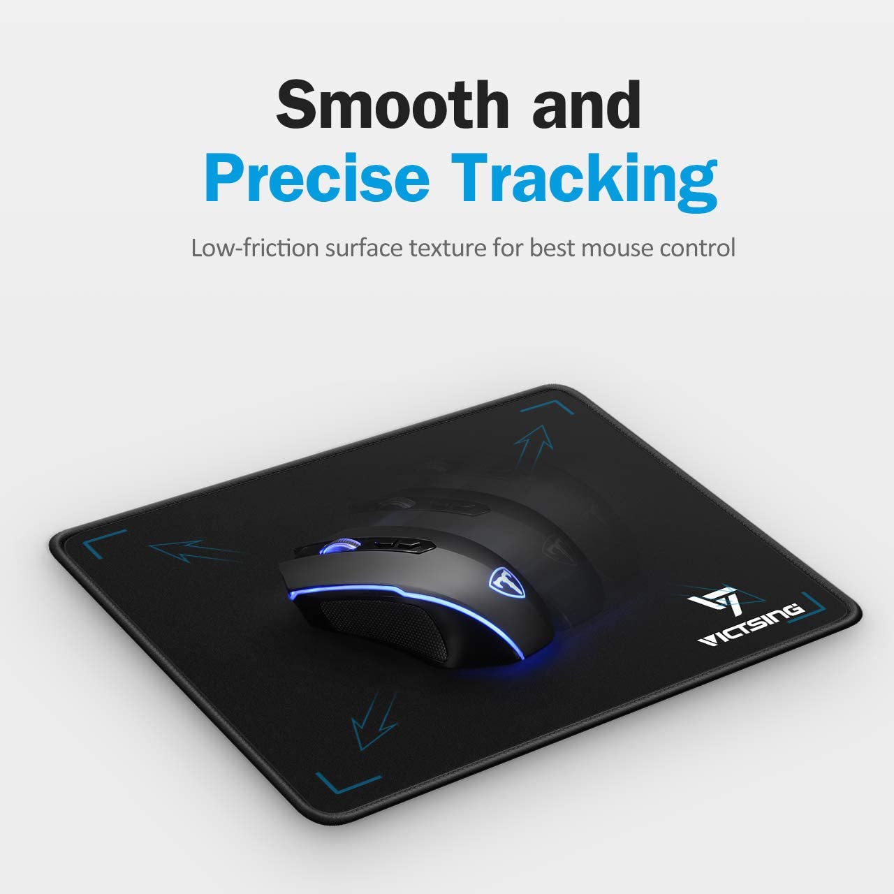 VicTsing Mouse Pad with Stitched Edge, Premium-Textured Mouse Mat, Non-Slip Rubber Base Mousepad for Laptop, Computer & PC, 10.2×8.3×0.08 inches, Black