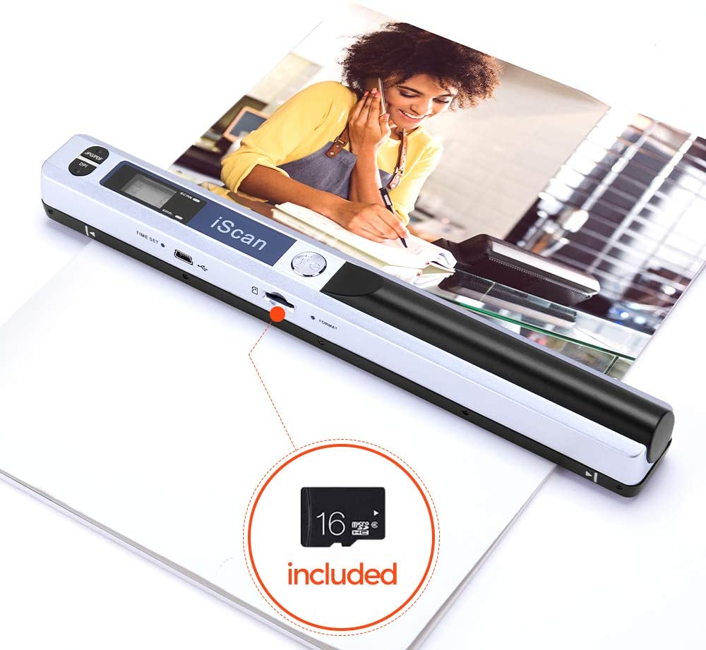 Magic Wand Portable Scanners for Documents, Photo, Old Pictures, Receipts, 900DPI, Scan A4 Color Page in 3sec, 16G Memory Card Included, MUNBYN Photo Scanner for Computer, Laptop