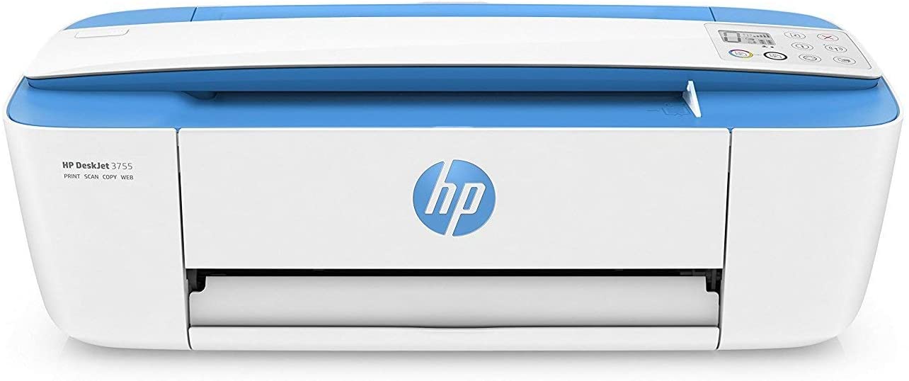 HP DeskJet 3755 Compact All-in-One Wireless Printer, HP Instant Ink, Works with Alexa - Blue Accent (J9V90A)