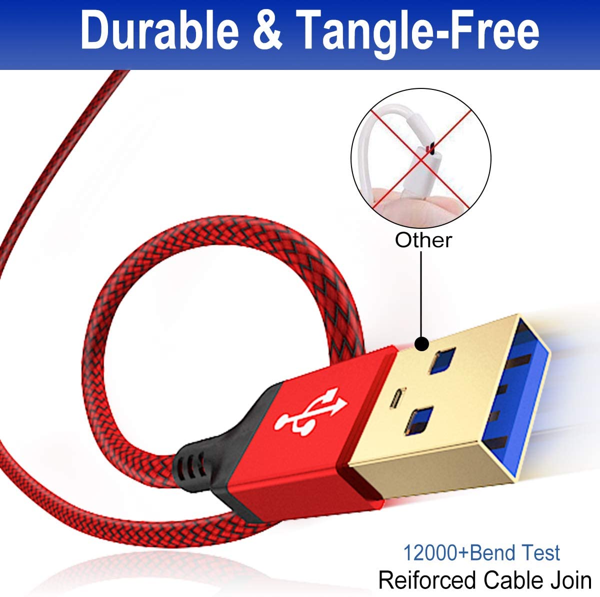 USB A to USB A 3.0 Cable 2pack(3.3ft+6.6ft),AkoaDa USB A Male to A Male Cable Double End USB Cord Compatible with Data Transfer Hard Drive Enclosures,Cameras,DVD Player,Laptop Cooler and More(Red)