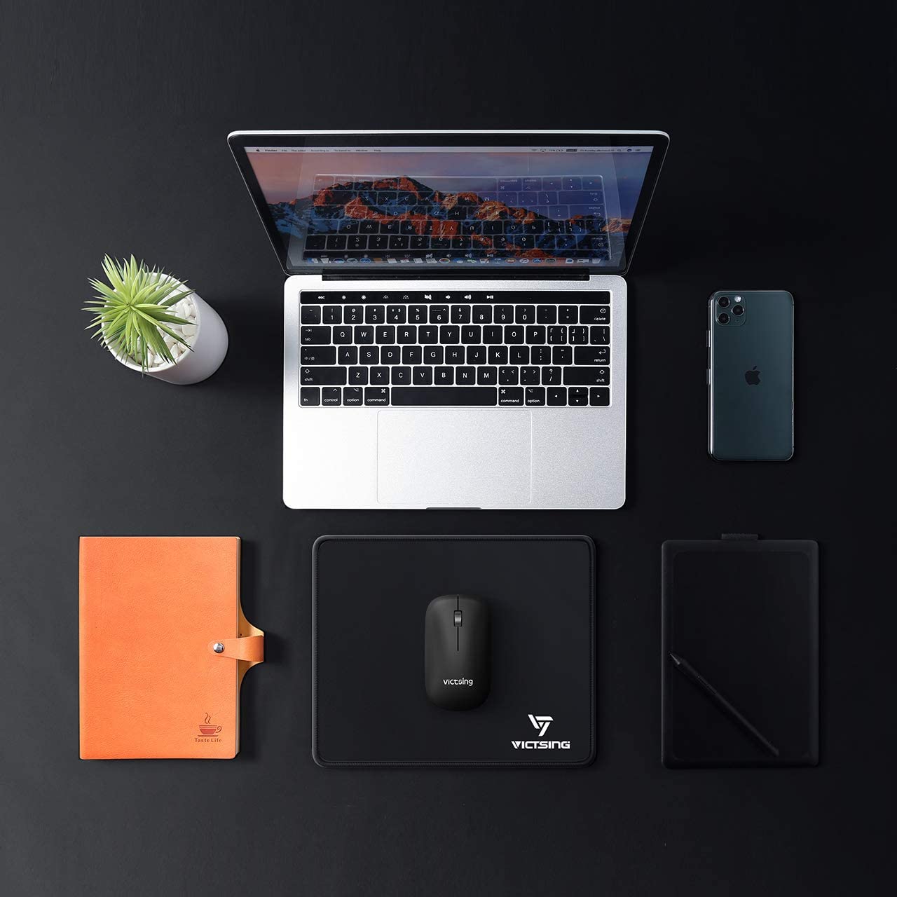 VicTsing Mouse Pad with Stitched Edge, Premium-Textured Mouse Mat, Non-Slip Rubber Base Mousepad for Laptop, Computer & PC, 10.2×8.3×0.08 inches, Black