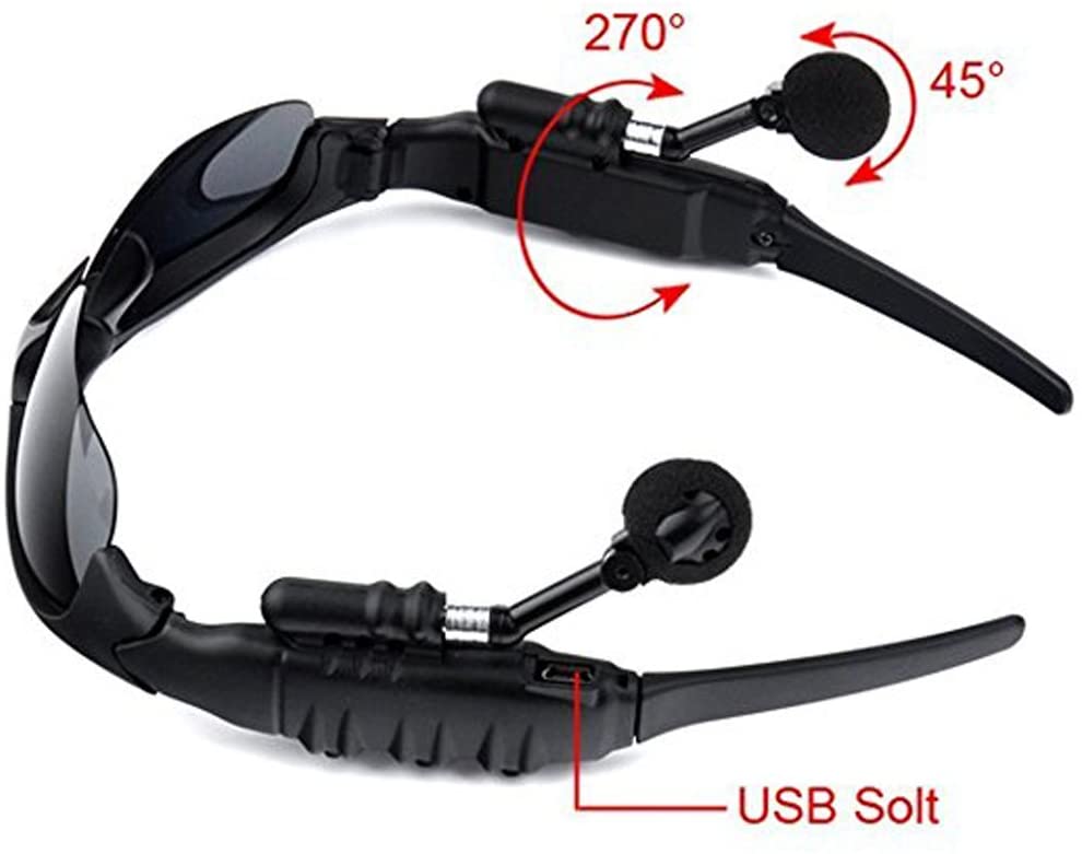 Leaden Wireless Bluetooth MP3 Sunglasses Polarized Lenses Music Sunglasses V4.1 Stereo Handfree Headphone for iPhone Samsung Most Smartphone or PC (Black)