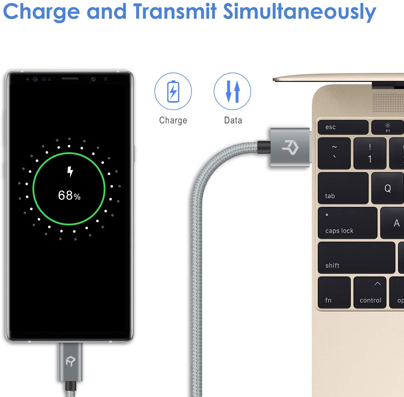 Rankie Micro USB Cable High Speed Data and Charging, Nylon Braided Charger Cord, 3-Pack, 3 Feet