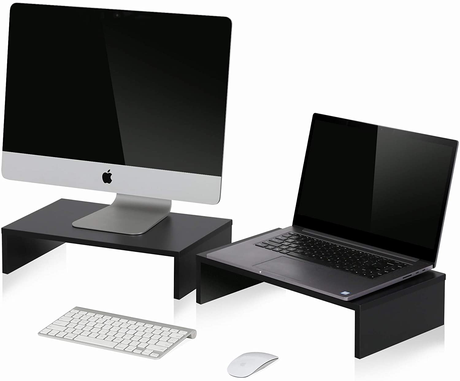 FITUEYES Computer Monitor Riser Stand Clamp Desktop Stand Workspace Organizer 2-Pack DT104202WB