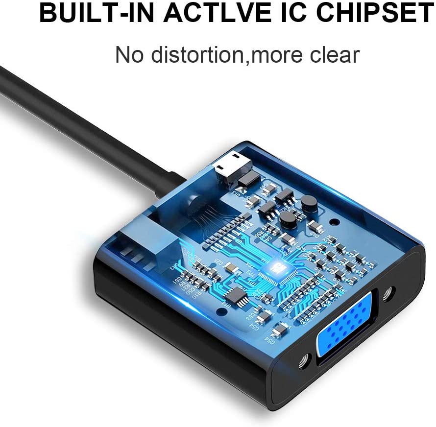 HDMI to VGA,QGeeM Gold-Plated HDMI to VGA Adapter (Male to Female) Compatible with Computer,Desktop,Laptop,PC,Monitor,Projector,HDTV, Chromebook,Raspberry Pi,Roku,Xbox and More(Black)