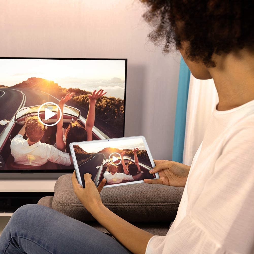 Dragon Touch K10 Tablet, 10 inch Android Tablet with 16 GB Quad Core Processor, 1280x800 IPS HD Display, Micro HDMI, GPS, FM, 5G WiFi (Silver)