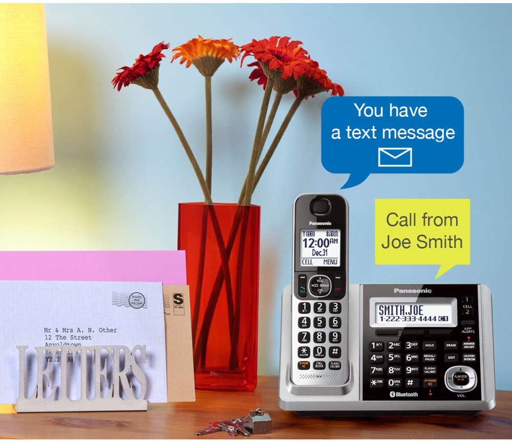 Panasonic KX-TGF383M Link2Cell Bluetooth Corded / Cordless Cordless Phone and Answering Machine with 3 Cordless Handsets (Renewed)