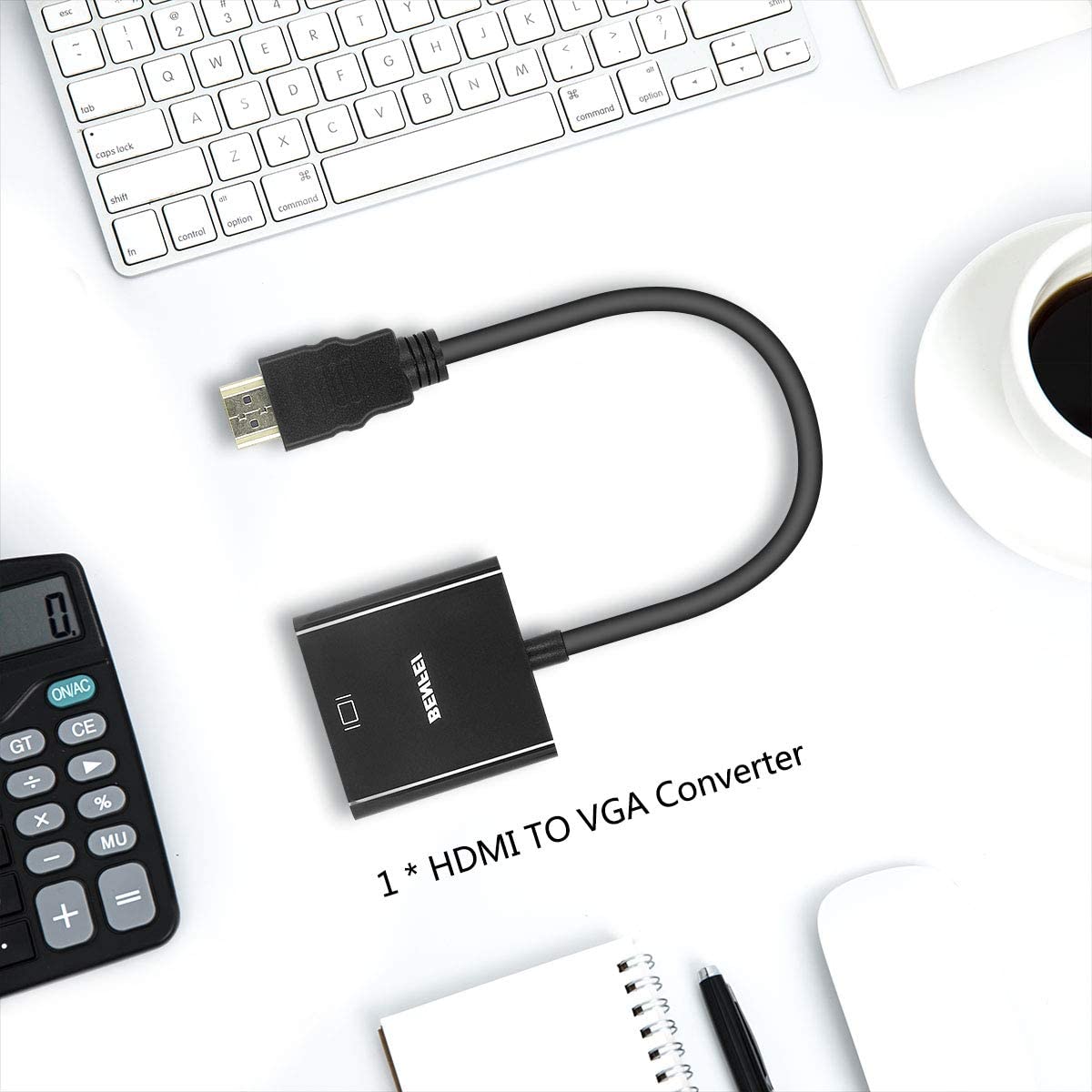 HDMI to VGA, Benfei Gold-Plated HDMI to VGA Adapter (Male to Female) Compatible for Computer, Desktop, Laptop, PC, Monitor, Projector, HDTV, Chromebook, Raspberry Pi, Roku, Xbox and More - Black