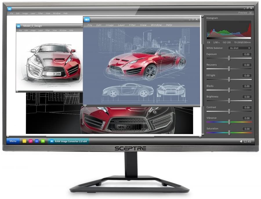 Sceptre 24 Inch Ultra Thin Ultra Slim 1080P 75Hz LED Monitor HDMI VGA, Metal Black (E248W-1920R)