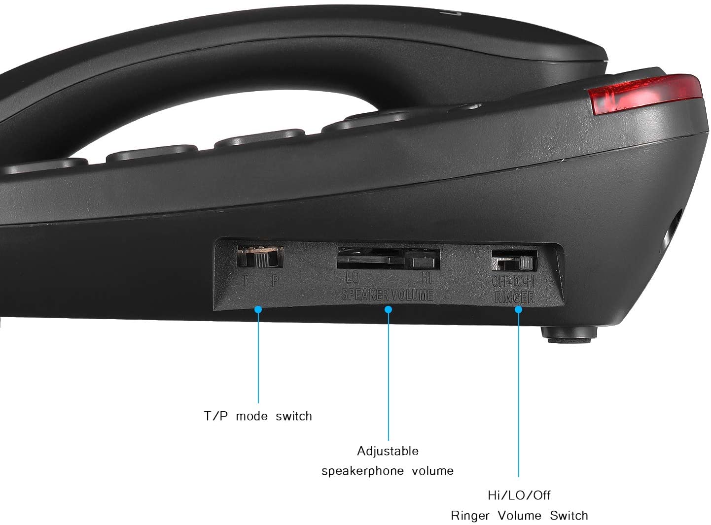 Ornin S016 Big Button Corded Telephone with Speaker, Hearing Aid Compatible for Seniors (Black)